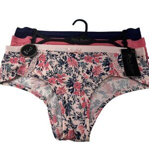 Lot Of 3 Delta Burke Womens Sz Large Panty Brief Floral Pink Solid Pink Blue New